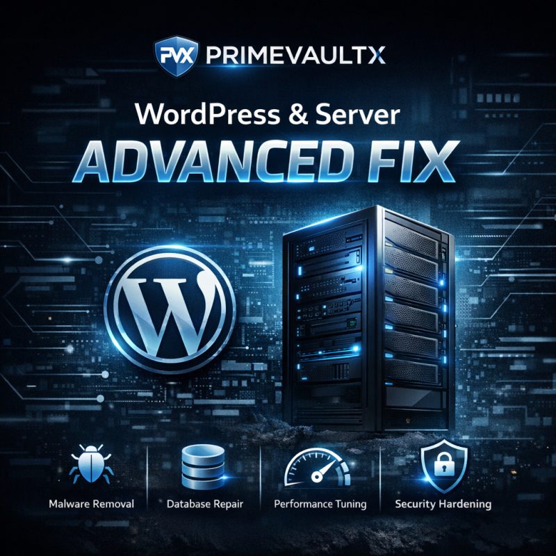 PrimeVaultX WordPress & Server Advanced Fix — malware removal, database repair, performance tuning, security hardening