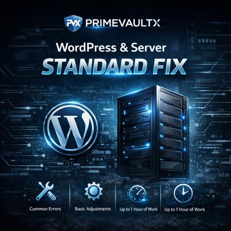 PrimeVaultX WordPress & Server Standard Fix — common errors and basic adjustments